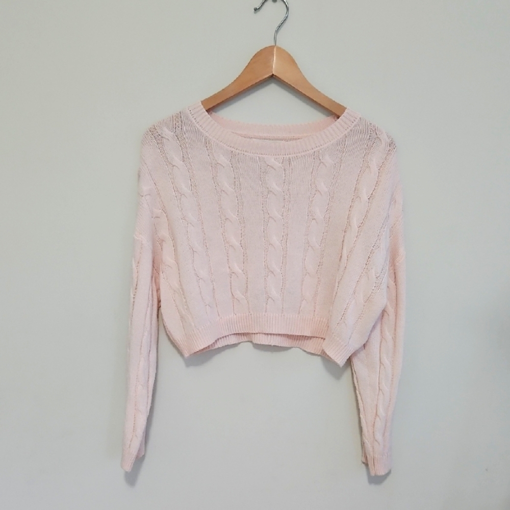 Pink Cable Knit Sweater